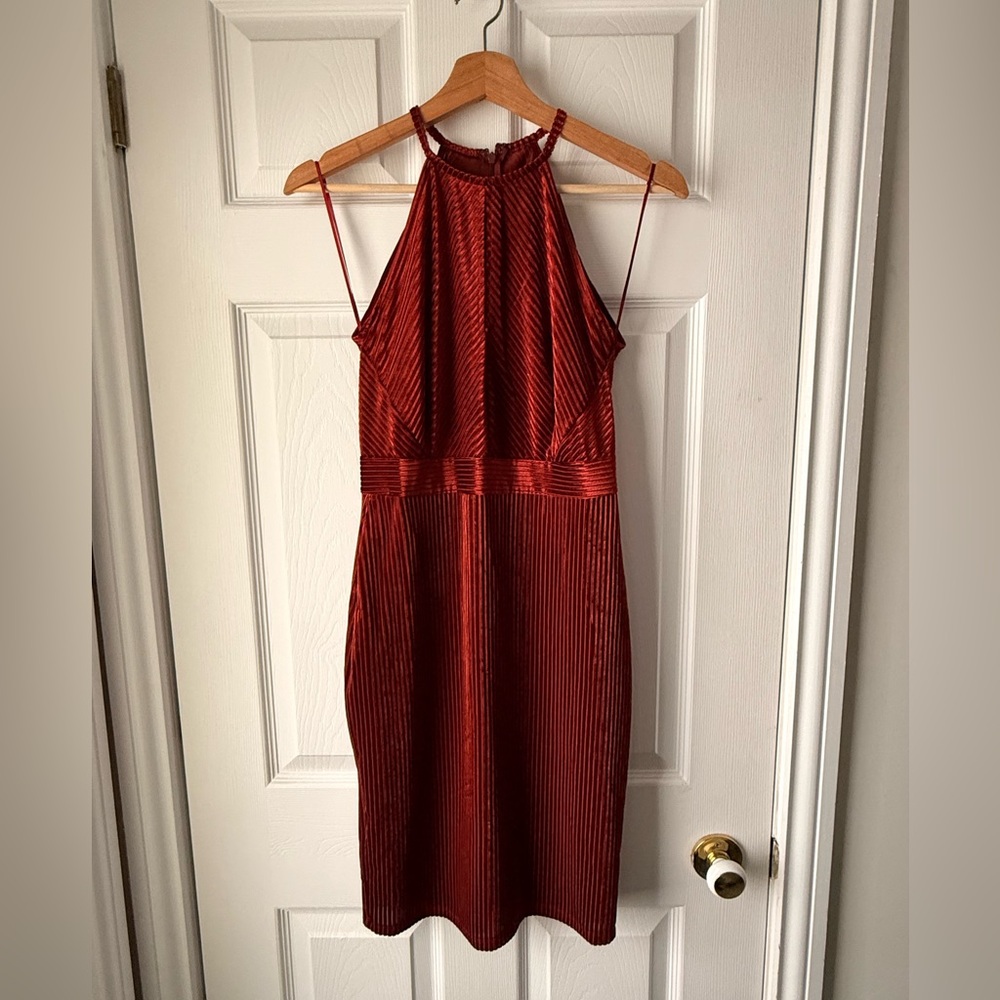 Dynamite Burnt Red Halter Midi Dress